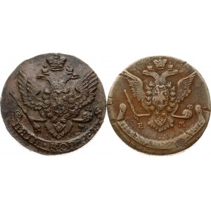 Russia 5 copechi 1769 ЕМ &amp; 1788 EM Lotto di 2 monete