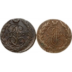 Rusko 5 kopejok 1769 ЕМ &amp; 1788 EM Lot of 2 coins