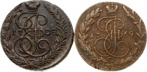 Rosja 5 kopiejek 1769 ЕМ i 1788 EM Partia 2 monet