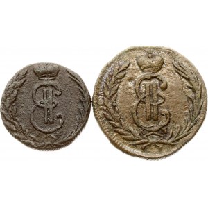 Sibirische Denga 1769 КМ &amp; Kopeck 1771 КМ Los von 2 Münzen