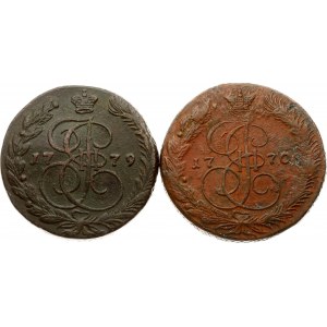 Russland 5 Kopeken 1770 ЕМ &amp; 1779 EM Los von 2 Münzen
