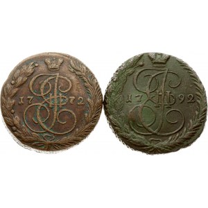 Russland 5 Kopeken 1772 ЕМ &amp; 1792 EM Los von 2 Münzen