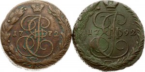 Russie 5 Kopecks 1772 ЕМ & 1792 EM Lot de 2 pièces