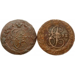 Russie 5 Kopecks 1773 ЕМ &amp; 1792 EM Lot de 2 pièces