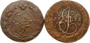 Rosja 5 kopiejek 1773 ЕМ i 1792 EM Partia 2 monet