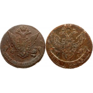 Rusko 5 kopějek 1773 ЕМ &amp; 1792 EM Sada 2 mincí