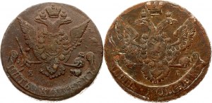 Rosja 5 kopiejek 1773 ЕМ i 1792 EM Partia 2 monet