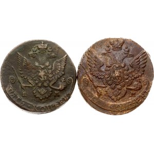 Rosja 5 kopiejek 1785 ЕМ i 1788 EM Partia 2 monet