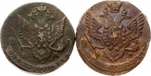 Russie 5 Kopecks 1785 ЕМ & 1788 EM Lot de 2 pièces