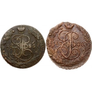 Russie 5 Kopecks 1785 ЕМ &amp; 1788 EM Lot de 2 pièces