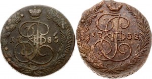 Russia 5 Kopecks 1785 ЕМ & 1788 EM Lot of 2 coins