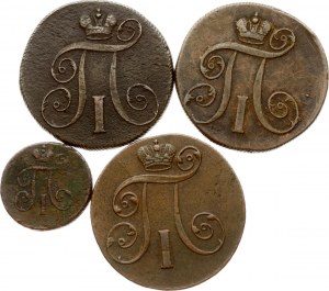 Russia Denga 1797 ЕМ (R) & 2 Kopeck 1797-1801 EM Lotto di 4 monete