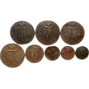 Rosja Poluszka - 2 kopiejki 1797-1801 EM Zestaw 8 monet