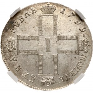 Rusko rubľ 1799 СМ-МБ NGC UNC DETAILY