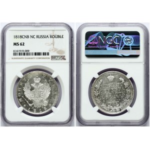 Rubel rosyjski 1818 СПБ-ПС NGC MS 62