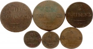 Russia 1 - 10 Kopecks 1831-1838 Lot of 6 coins