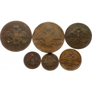 Russland 1 - 10 Kopeken 1831-1838 Lot von 6 Münzen