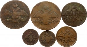 Russia 1 - 10 Kopecks 1831-1838 Lot of 6 coins