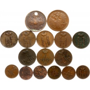 Rusko Denežka - 2 kopejky 1851-1865, 16 mincí