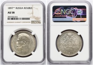 Russia Rouble 1897 (**) NGC AU 58
