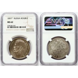 Russia 1 Rouble 1897 (**) NGC MS 62