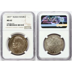 Russia 1 Rublo 1897 (**) NGC MS 62