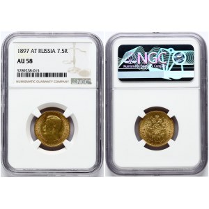 Rusko 7,5 rublu 1897 АГ NGC AU 58