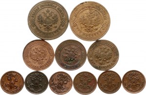 Russia 1/2 Kopeck - 3 Kopecks 1897-1915 Lot of 11 coins