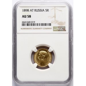 Rosja 5 rubli 1898 АГ NGC AU 58