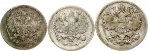 Russia 10 Kopecks 1901 СПБ-ФЗ & 15 Kopecks 1901 СПБ-АР Lot of 3 coins