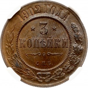 Rosja 3 kopiejki 1902 СПБ NGC MS 64 BN