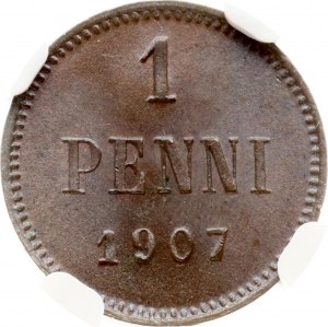 Rosja Za Finlandię 1 Penni 1907 NGC MS 65 BN