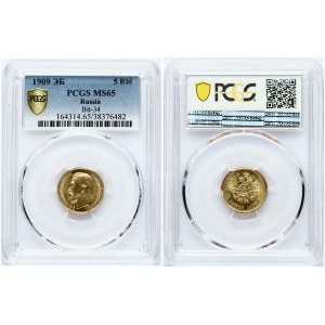 Russie 5 Roubles 1909 ЭБ (R) PCGS MS 65