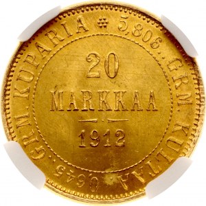 Russie Pour Finlande 20 Markkaa 1912 S NGC MS 65