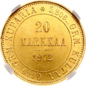 Rusko pro Finsko 20 Markkaa 1912 S NGC MS 64