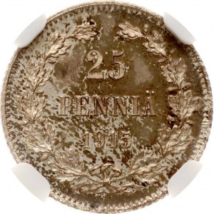 Rusko pre Fínsko 25 Pennia 1915 S NGC MS 66