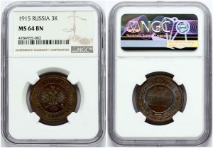Russia 3 Kopecks 1915 NGC MS 64 BN