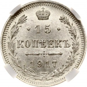 Rusko 15 kopejok 1917 ВС (R) NGC MS 63