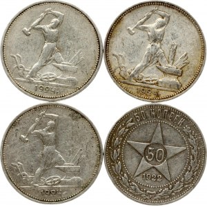 50 Kopecks 1922 & 1924 Lot of 4 coins