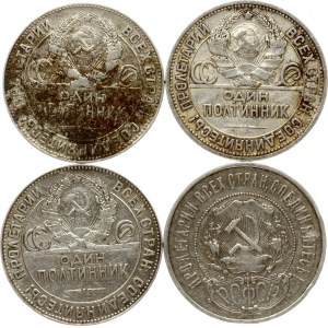 50 Kopecks 1922 &amp; 1924 Lot de 4 pièces