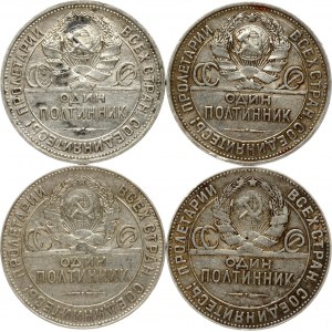 Russia URSS 50 copechi 1924 e 1925 Lotto di 4 monete