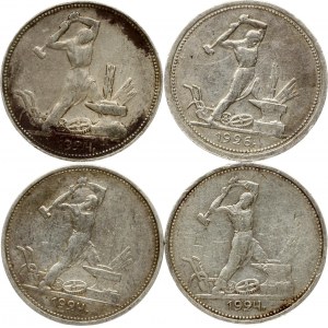 Russia URSS 50 copechi 1924 e 1926 Lotto di 4 monete