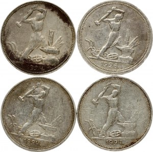 Rosja ZSRR 50 kopiejek 1924 i 1926 Zestaw 4 monet