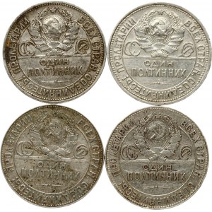 Russie URSS 50 Kopecks 1924 &amp; 1926 Lot de 4 pièces
