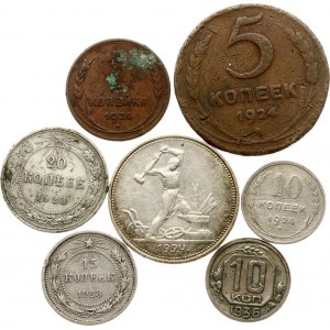 Rusko SSSR 1 kopějka - Poltinnik 1924-1936 Sada 7 mincí