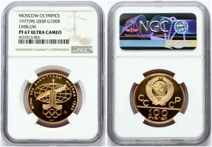 100 Rubel 1977 MMD Olympisches Emblem NGC PF 67 ULTRA CAMEO