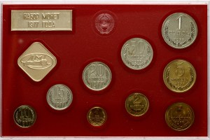 Russia USSR 1 Kopeck - 1 Rouble 1977 ЛМД Set Lot of 9 coins & 2 tokens