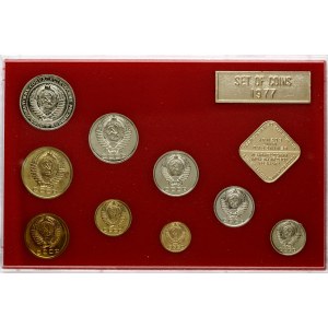 Rosja ZSRR 1 kopiejka - 1 rubel 1977 ЛМД Zestaw 9 monet i 2 żetonów