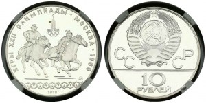 Rosja ZSRR 10 rubli 1978(m) Olimpiada 1980 NGC PF 68 ULTRA CAMEO