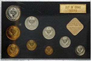 Rosja ZSRR 1 kopiejka - 1 rubel 1979 ЛМД Zestaw 9 monet i 2 żetonów